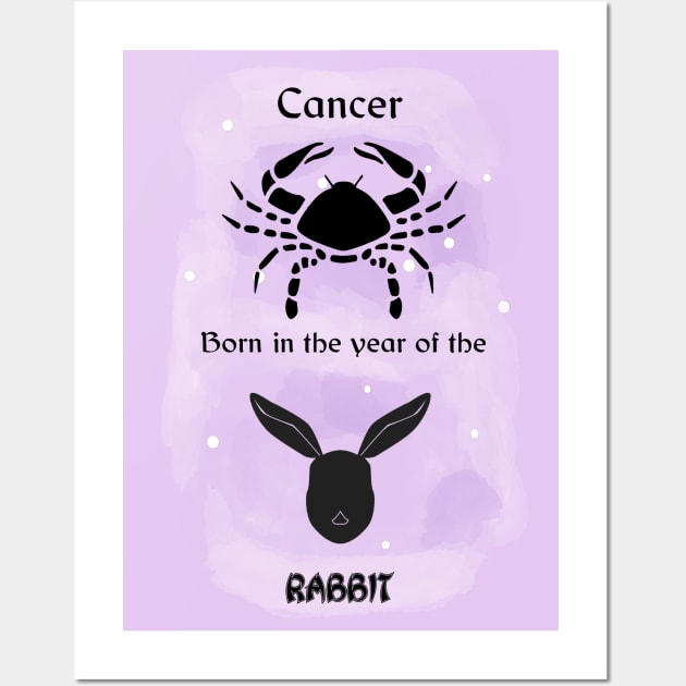 Cancer Born In The Year of the Rabbit Wall Art by Miozoto_Design